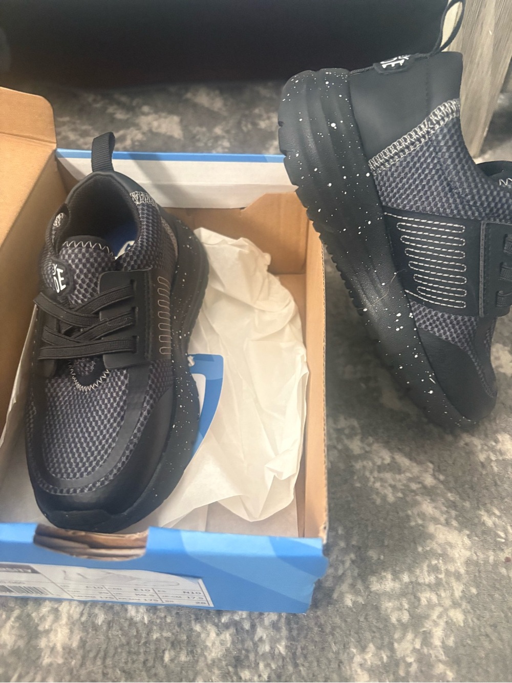 Hey Dude Kids Black Speckled Knit Sneakers